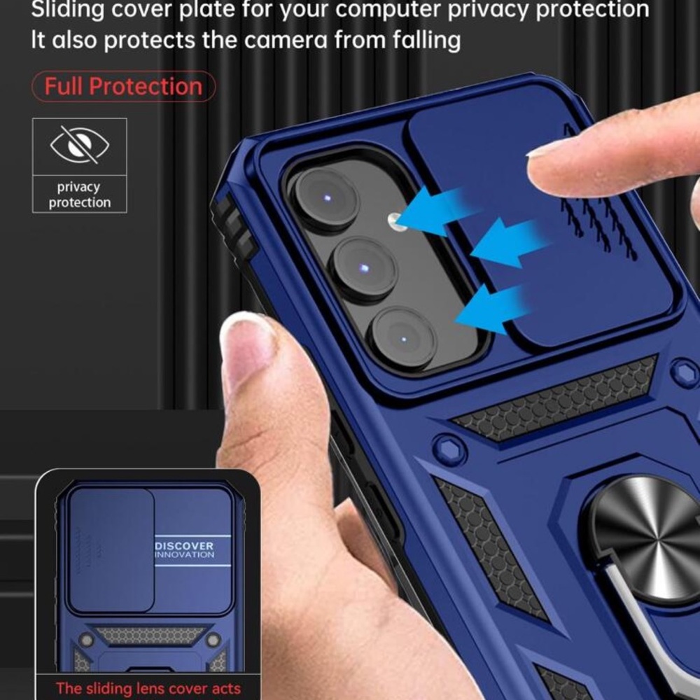 Samsung Galaxy S25 Ultra Case Cover Sleek Blue with Rotating Ring Stand - Picture 4 of 9